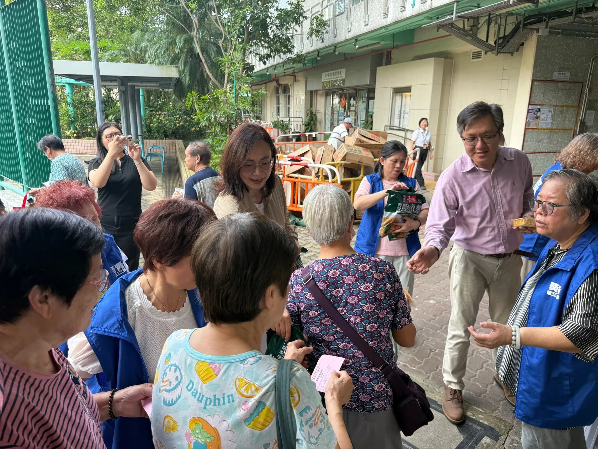 Sharing festive gifts with residents at Cheung Hang Estate